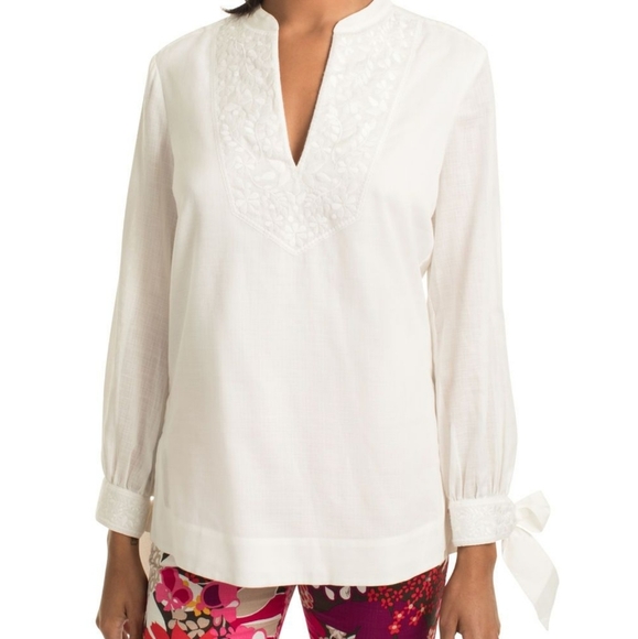🗯Trina Turk Tiburon Embroidered Blouse - Picture 1 of 9